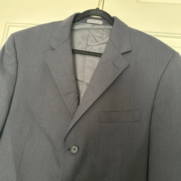 Vintage Loro Piana Mens Blazer Navy Blue Stripe Wool Suit Jacket Sport Coat 44L - Picture 9 of 14